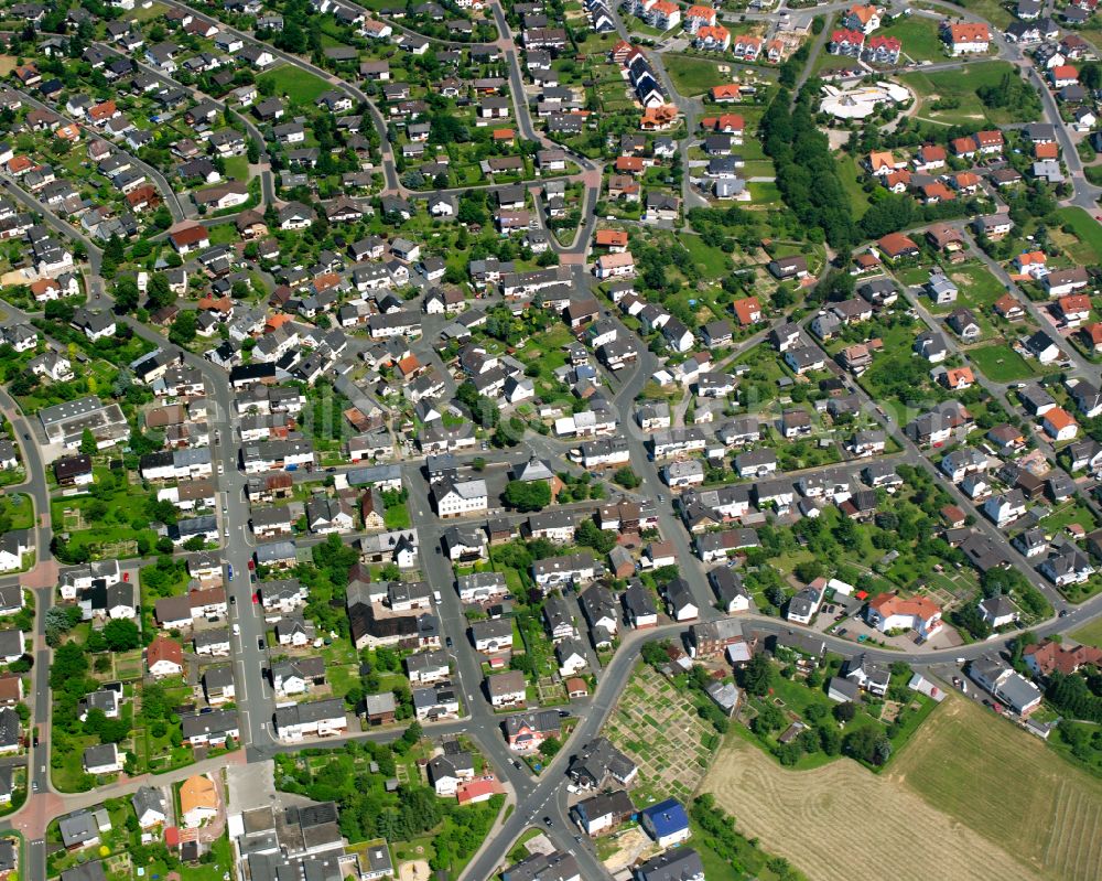 Manderbach from above - Single-family residential area of settlement in Manderbach in the state Hesse, Germany