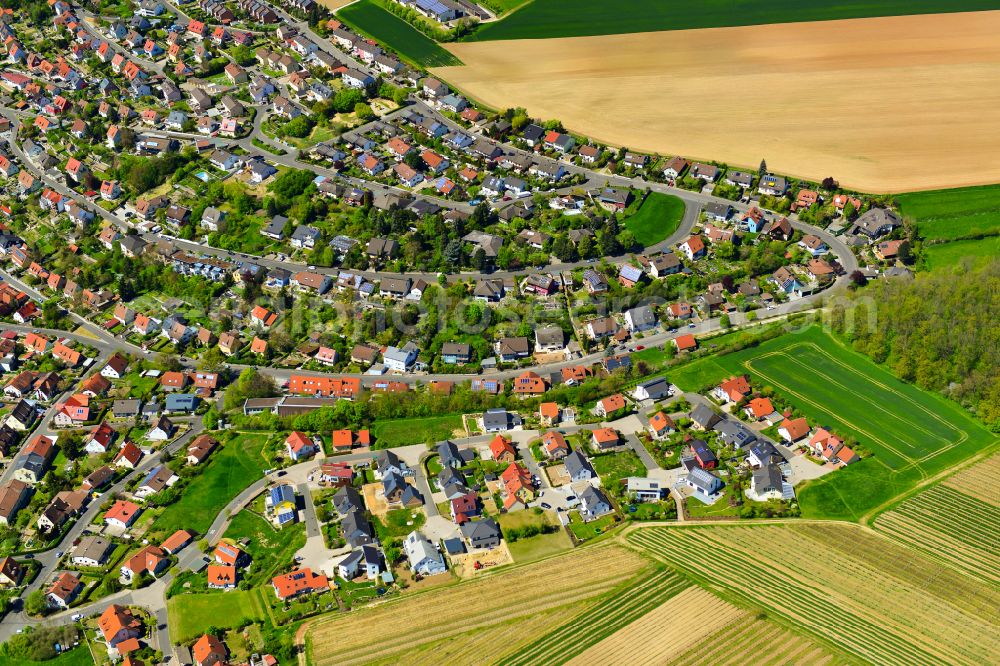 Marktbreit from above - Single-family residential area of settlement in Marktbreit in the state Bavaria, Germany