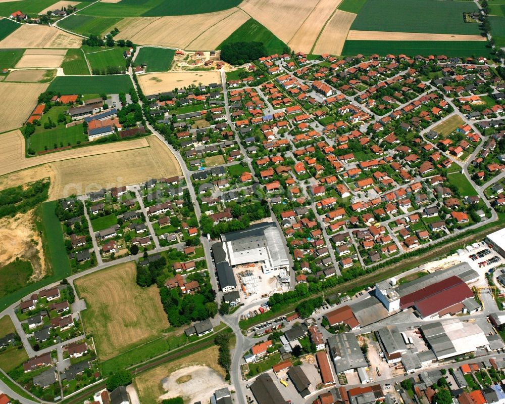 Aerial image Massing - Single-family residential area of settlement in Massing in the state Bavaria, Germany