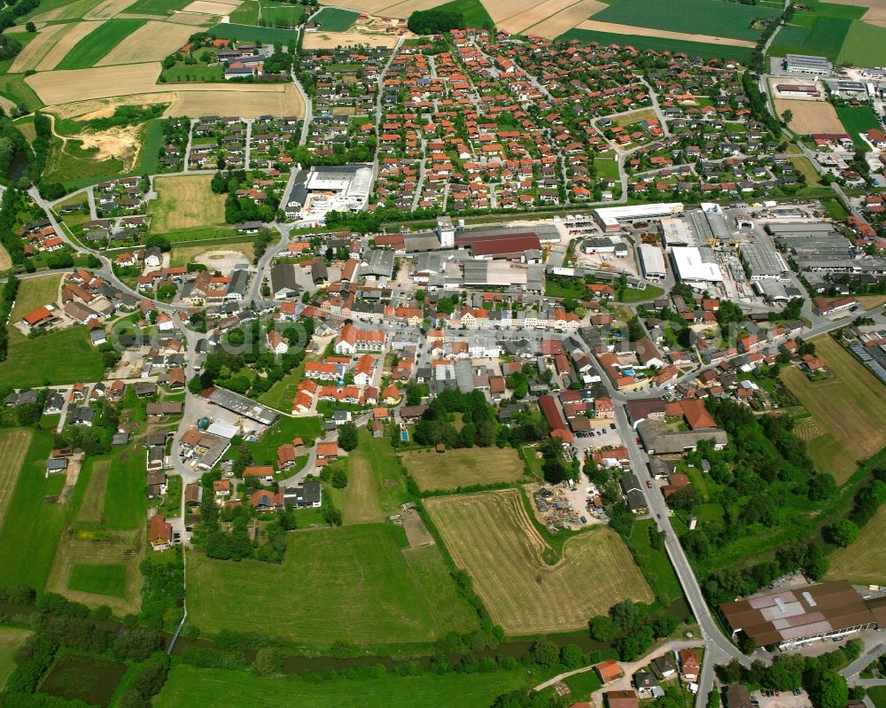 Massing from above - Single-family residential area of settlement in Massing in the state Bavaria, Germany