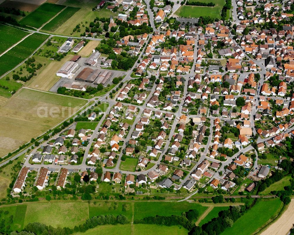 Aerial image Meimsheim - Single-family residential area of settlement in Meimsheim in the state Baden-Wuerttemberg, Germany