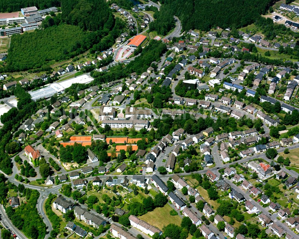 Meinerzhagen from above - Single-family residential area of settlement in Meinerzhagen in the state North Rhine-Westphalia, Germany