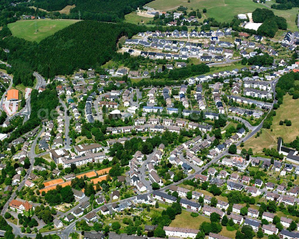 Aerial image Meinerzhagen - Single-family residential area of settlement in Meinerzhagen in the state North Rhine-Westphalia, Germany