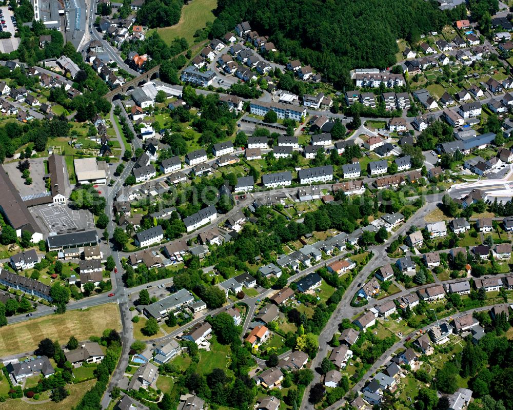 Meinerzhagen from the bird's eye view: Single-family residential area of settlement in Meinerzhagen in the state North Rhine-Westphalia, Germany