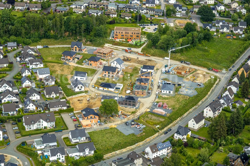 Aerial image Meschede - Single-family residential area of settlement in Meschede at Sauerland in the state North Rhine-Westphalia, Germany