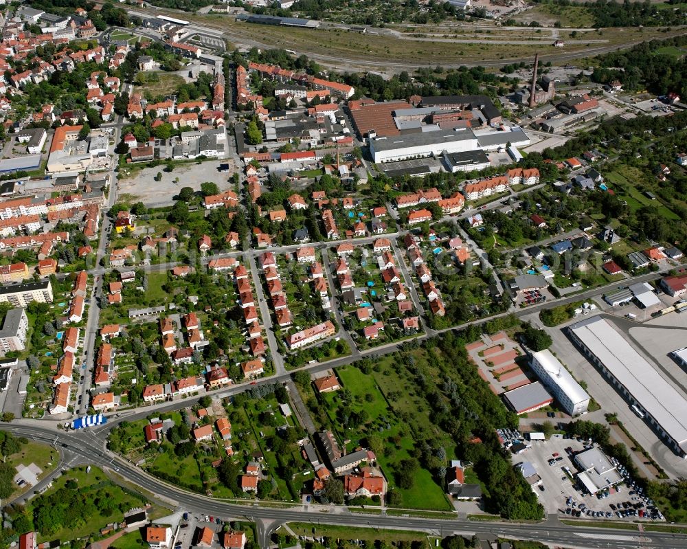 Mühlhausen/Thüringen from above - Single-family residential area of settlement in Mühlhausen in the state Thuringia, Germany