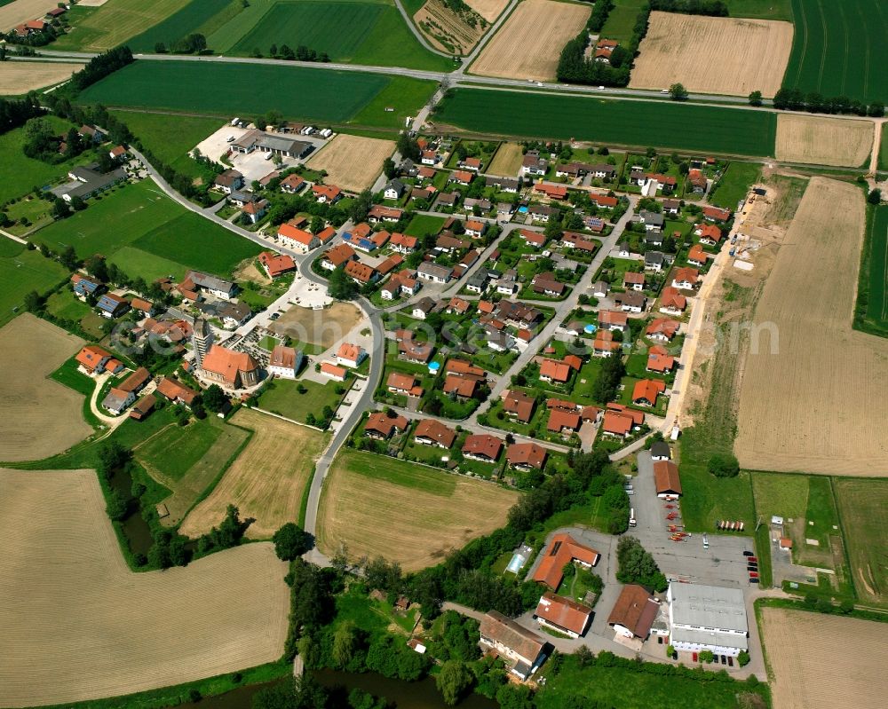 Oberdietfurt from above - Single-family residential area of settlement in Oberdietfurt in the state Bavaria, Germany