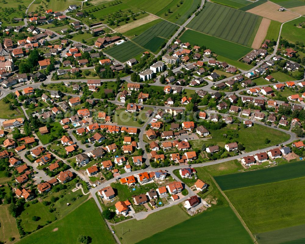 Aerial image Oberhaugstett - Single-family residential area of settlement in Oberhaugstett in the state Baden-Wuerttemberg, Germany