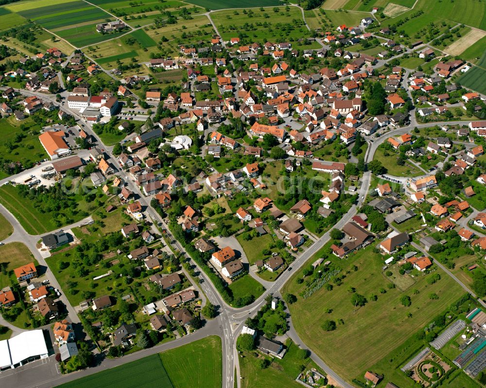 Aerial photograph Oberhaugstett - Single-family residential area of settlement in Oberhaugstett in the state Baden-Wuerttemberg, Germany