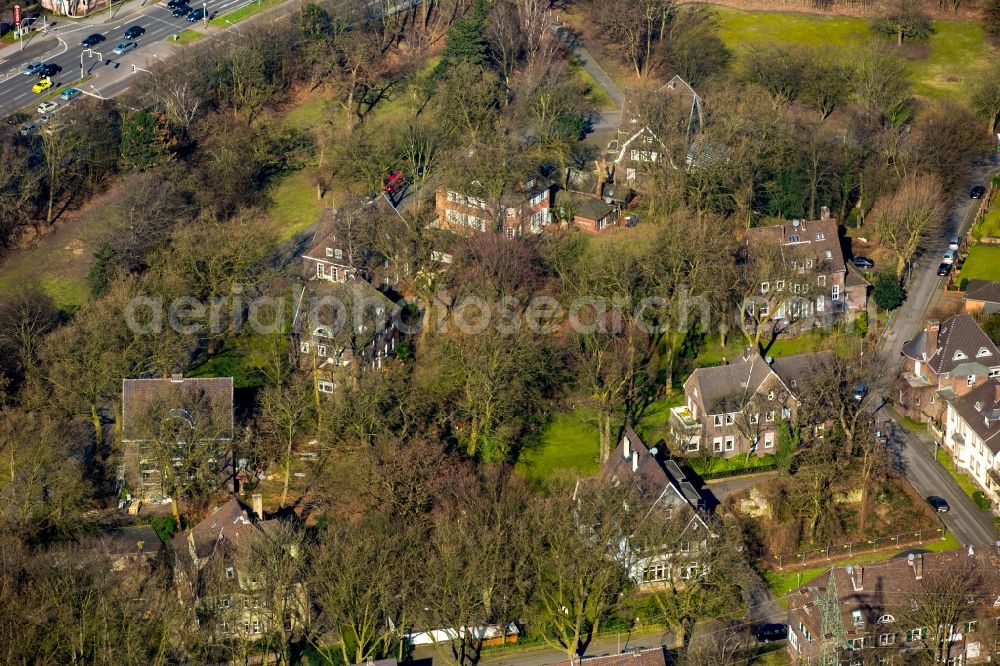 Aerial photograph Oberhausen - Single-family residential area of settlement Grafenbusch in Oberhausen in the state North Rhine-Westphalia