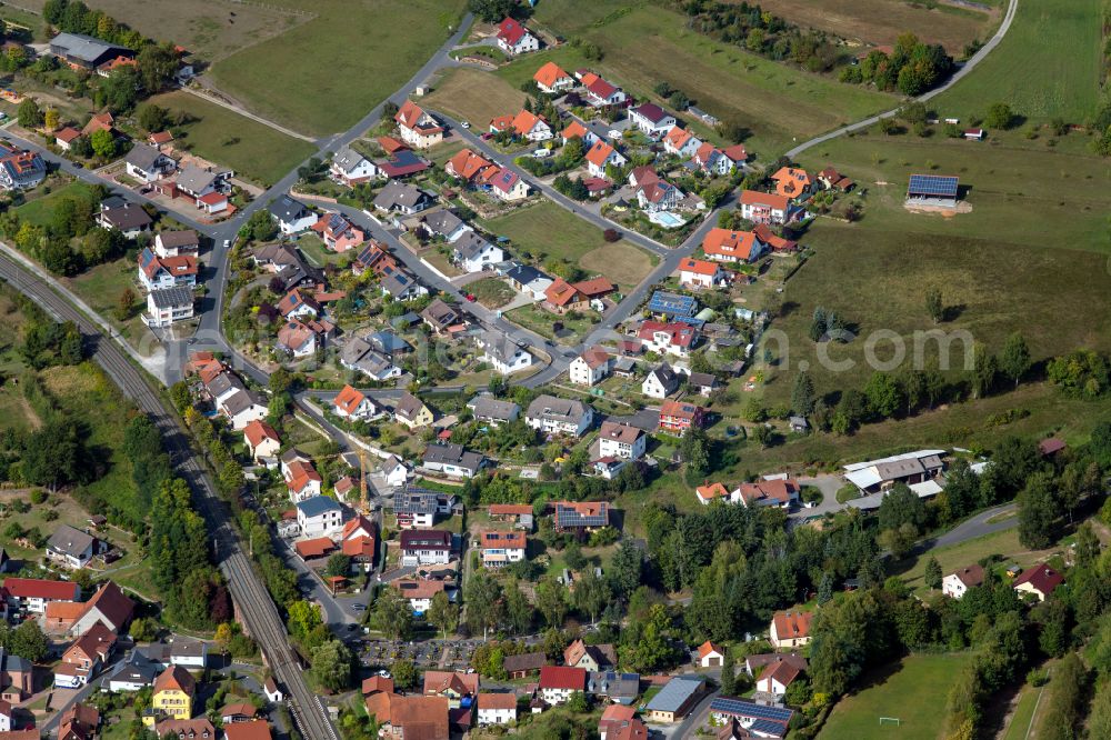 Obersinn from above - Single-family residential area of settlement in Obersinn in the state Bavaria, Germany