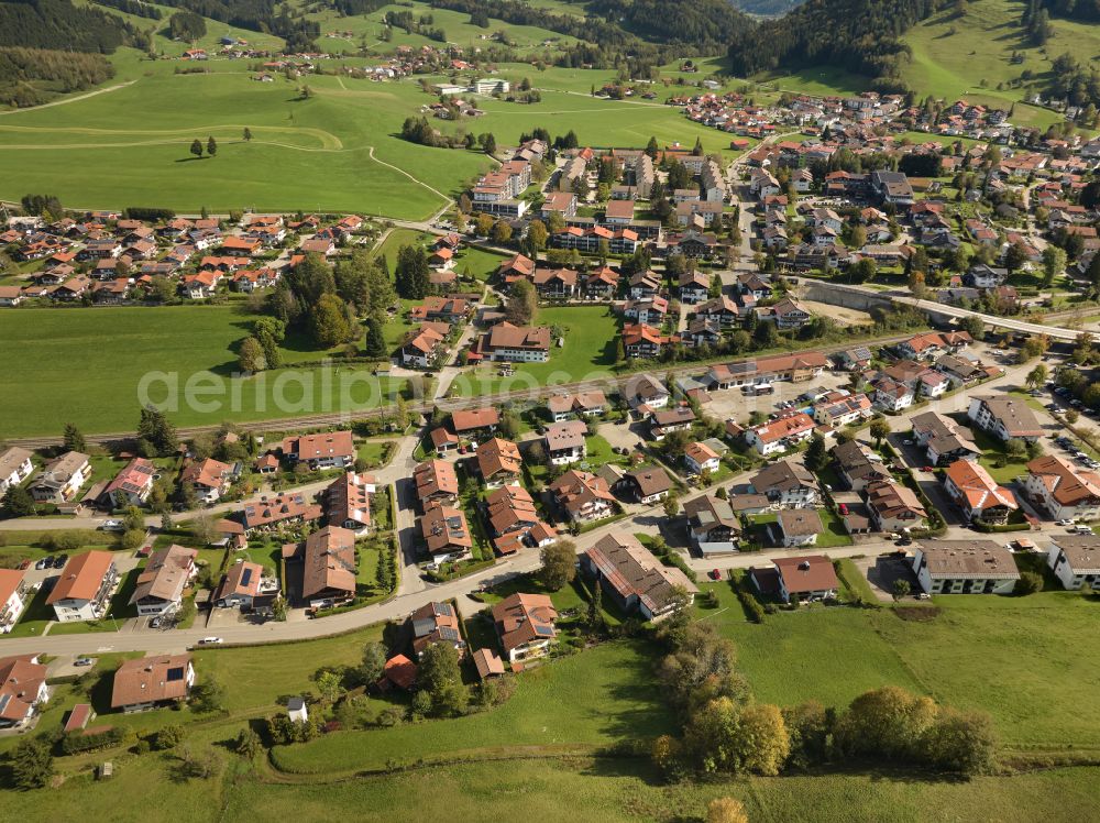 Aerial photograph Oberstaufen - Residential area of single-family settlement in Oberstaufen Allgaeu in the state Bavaria, Germany