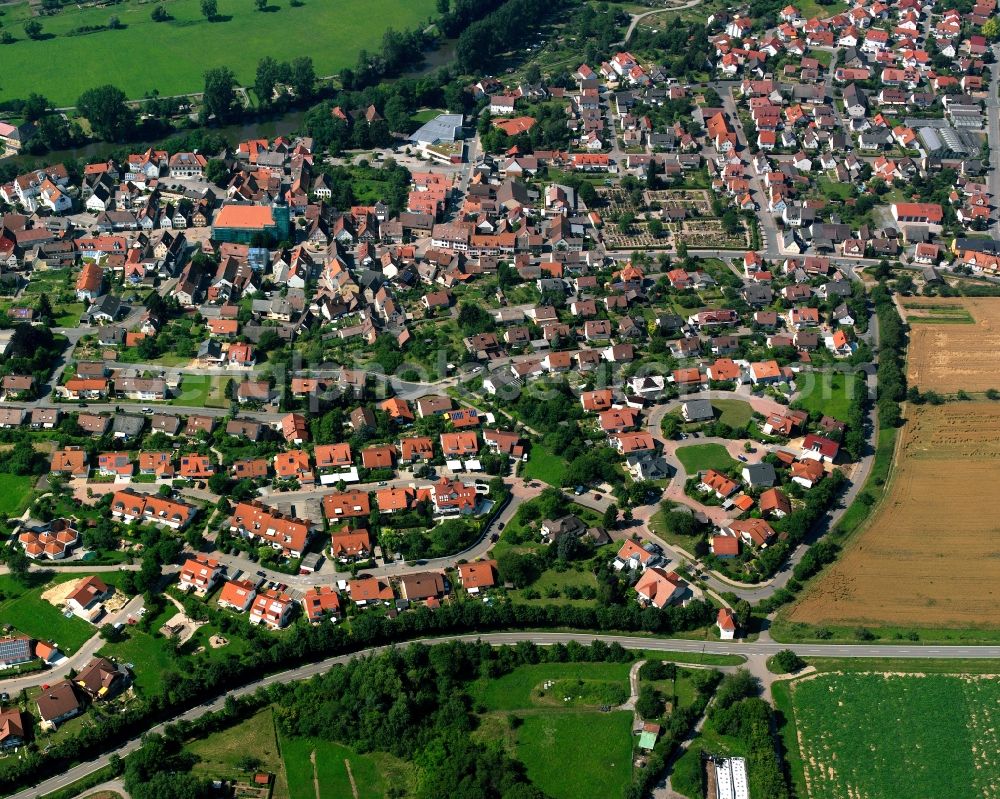 Aerial photograph Oedheim - Single-family residential area of settlement in Oedheim in the state Baden-Wuerttemberg, Germany