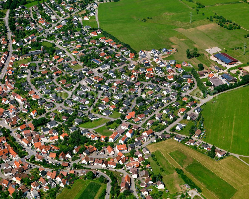 Ofterdingen from above - Single-family residential area of settlement in Ofterdingen in the state Baden-Wuerttemberg, Germany