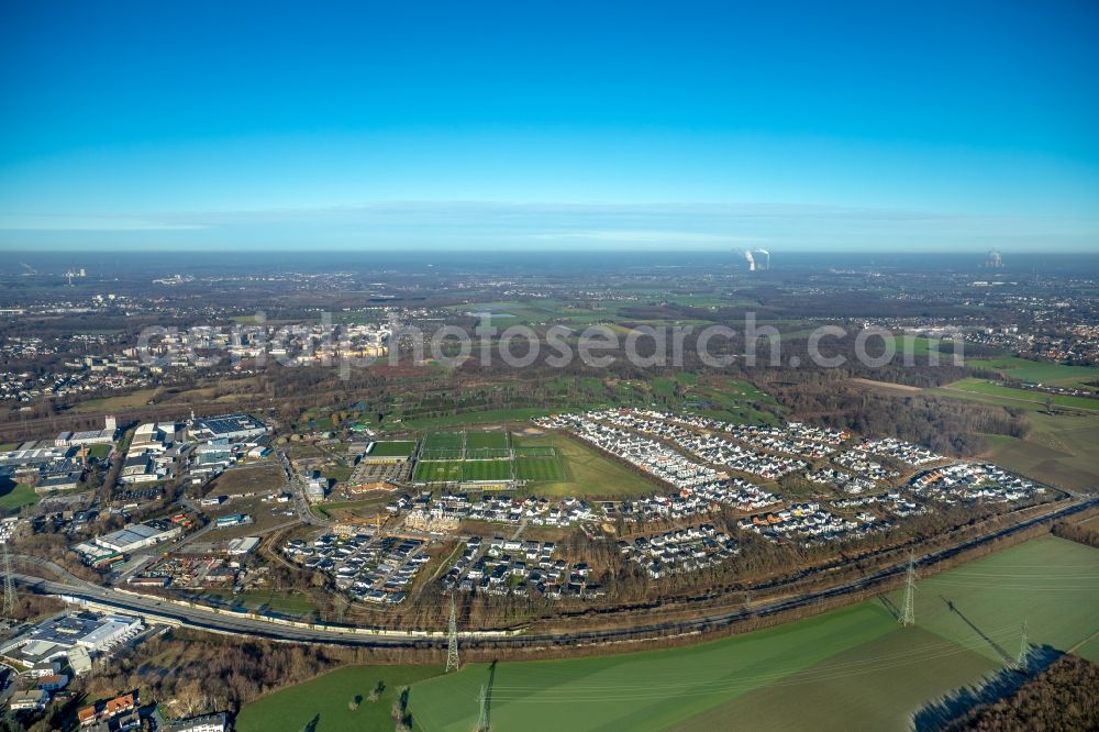 Dortmund from above - Single-family residential area of settlement on Heinrich-Czerkus Allee - Hohenbuschei-Allee in the district Brackeler Feld in Dortmund in the state North Rhine-Westphalia, Germany