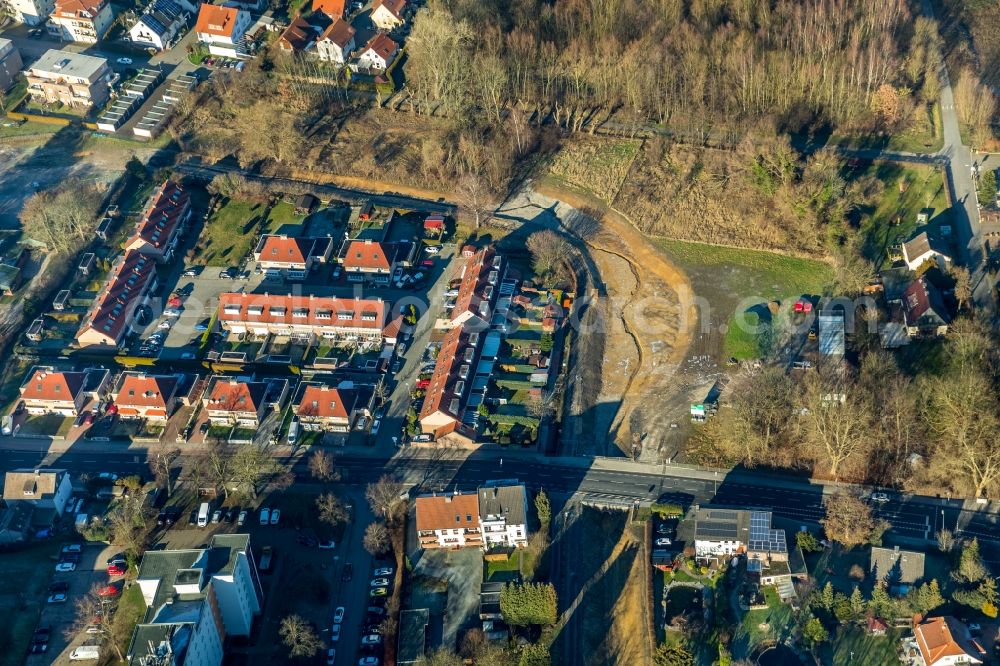 Aerial image Dortmund - Single-family residential area of settlement on Derner Strasse in the district Franz-Zimmer-Siedlung in Dortmund in the state North Rhine-Westphalia, Germany