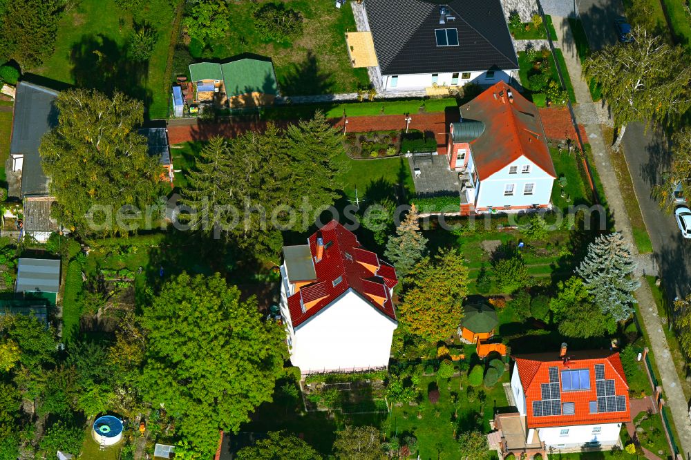 Berlin from above - Single-family residential area of settlement on street Birkenstrasse in the district Kaulsdorf in Berlin, Germany