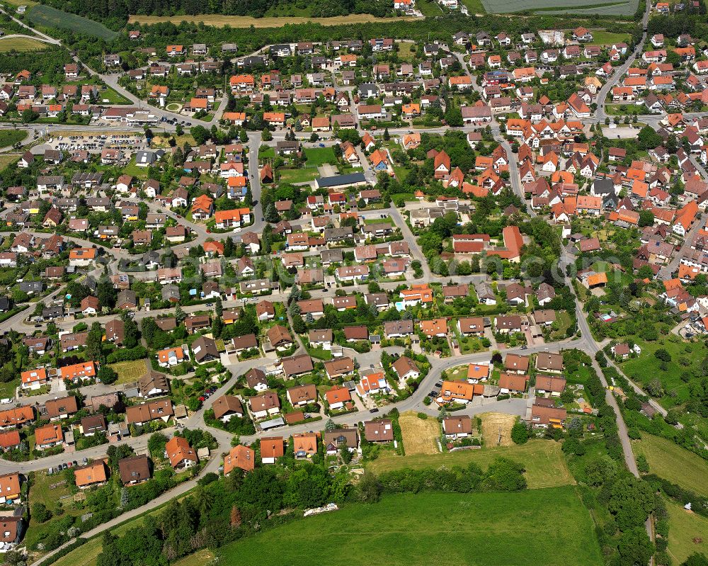 Aerial photograph Ostelsheim - Single-family residential area of settlement in Ostelsheim in the state Baden-Wuerttemberg, Germany