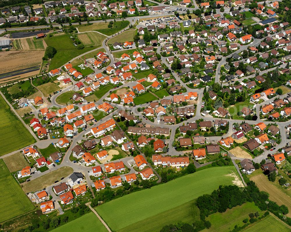 Ostelsheim from the bird's eye view: Single-family residential area of settlement in Ostelsheim in the state Baden-Wuerttemberg, Germany