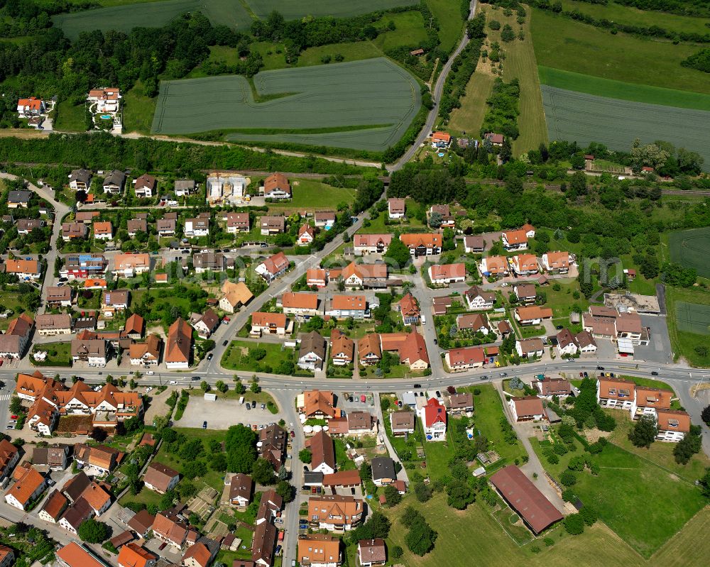 Aerial image Ostelsheim - Single-family residential area of settlement in Ostelsheim in the state Baden-Wuerttemberg, Germany