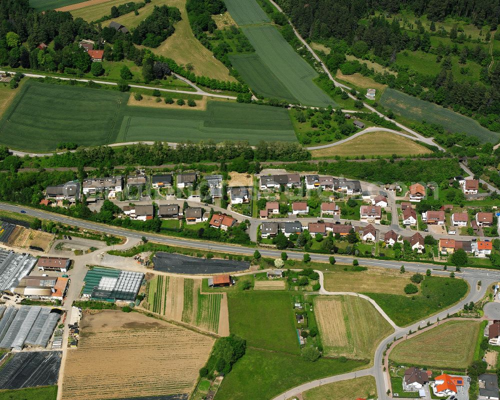 Ostelsheim from above - Single-family residential area of settlement in Ostelsheim in the state Baden-Wuerttemberg, Germany