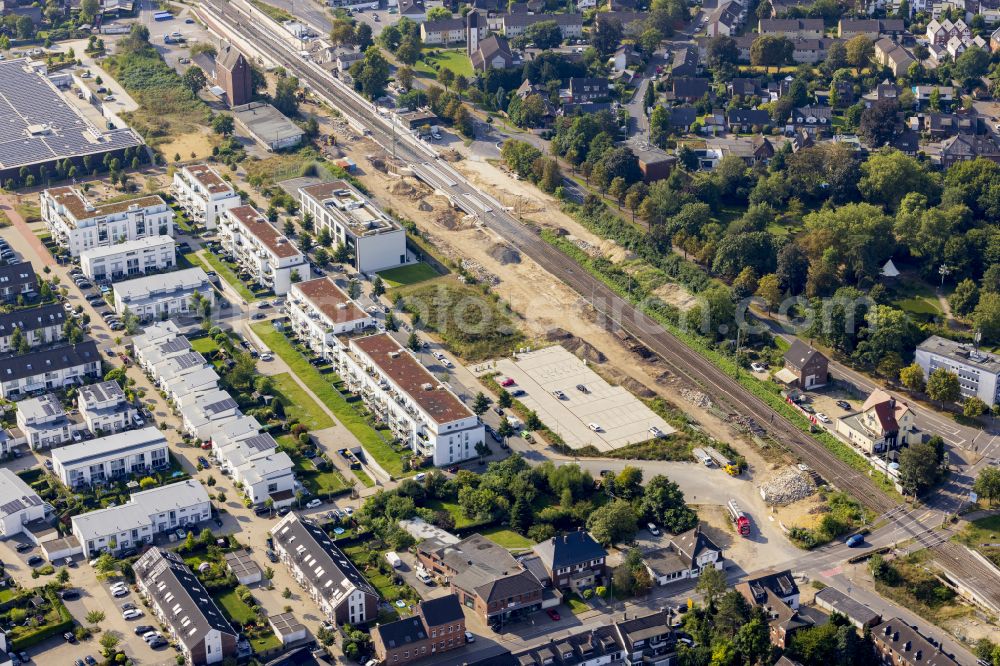 Osterath from above - Residential area of a single-family house settlement on Hoelssig-Strasse in Osterath in the federal state of North Rhine-Westphalia, Germany