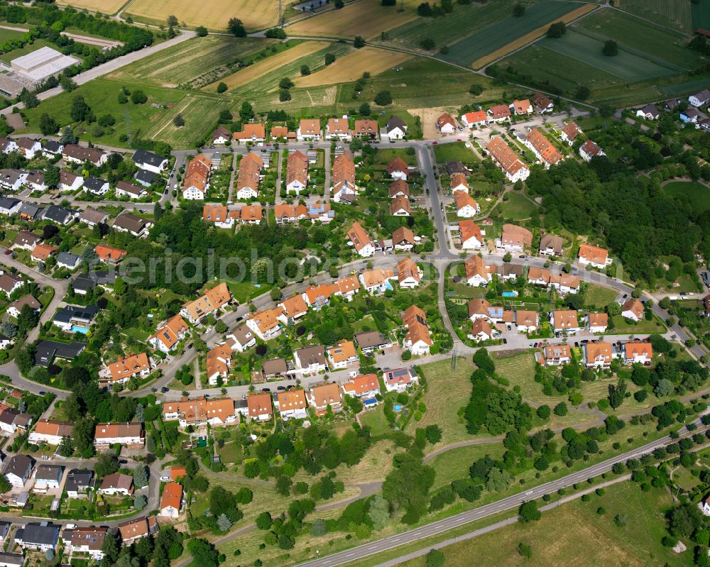 Palmbach from above - Single-family residential area of settlement in Palmbach in the state Baden-Wuerttemberg, Germany