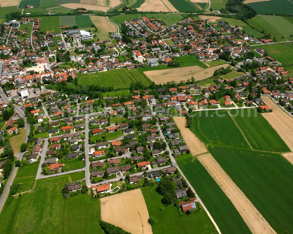 Panzing from above - Single-family residential area of settlement in Panzing in the state Bavaria, Germany