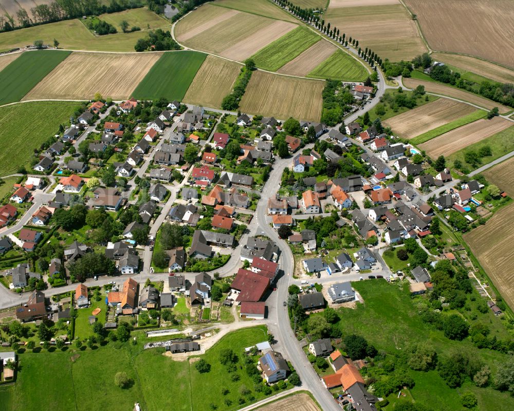 Querbach from the bird's eye view: Single-family residential area of settlement in Querbach in the state Baden-Wuerttemberg, Germany