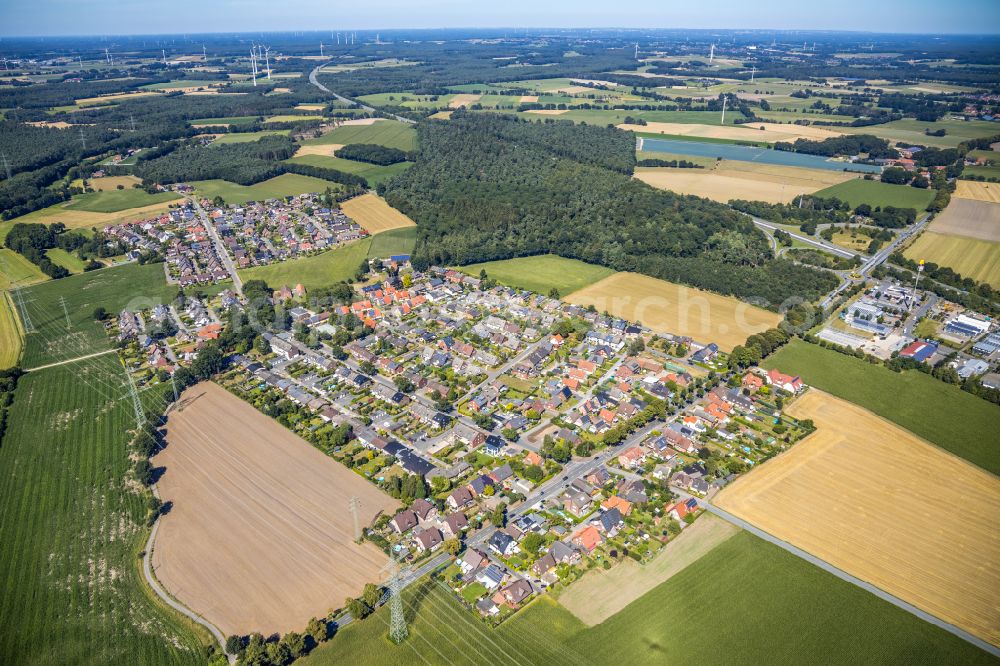 Rhade from above - Single-family residential area of settlement in Rhade in the state North Rhine-Westphalia, Germany