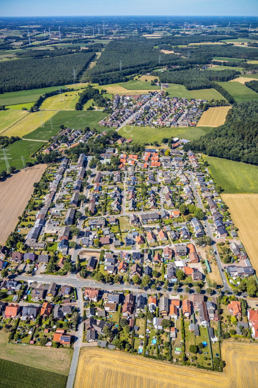 Rhade from the bird's eye view: Single-family residential area of settlement in Rhade in the state North Rhine-Westphalia, Germany