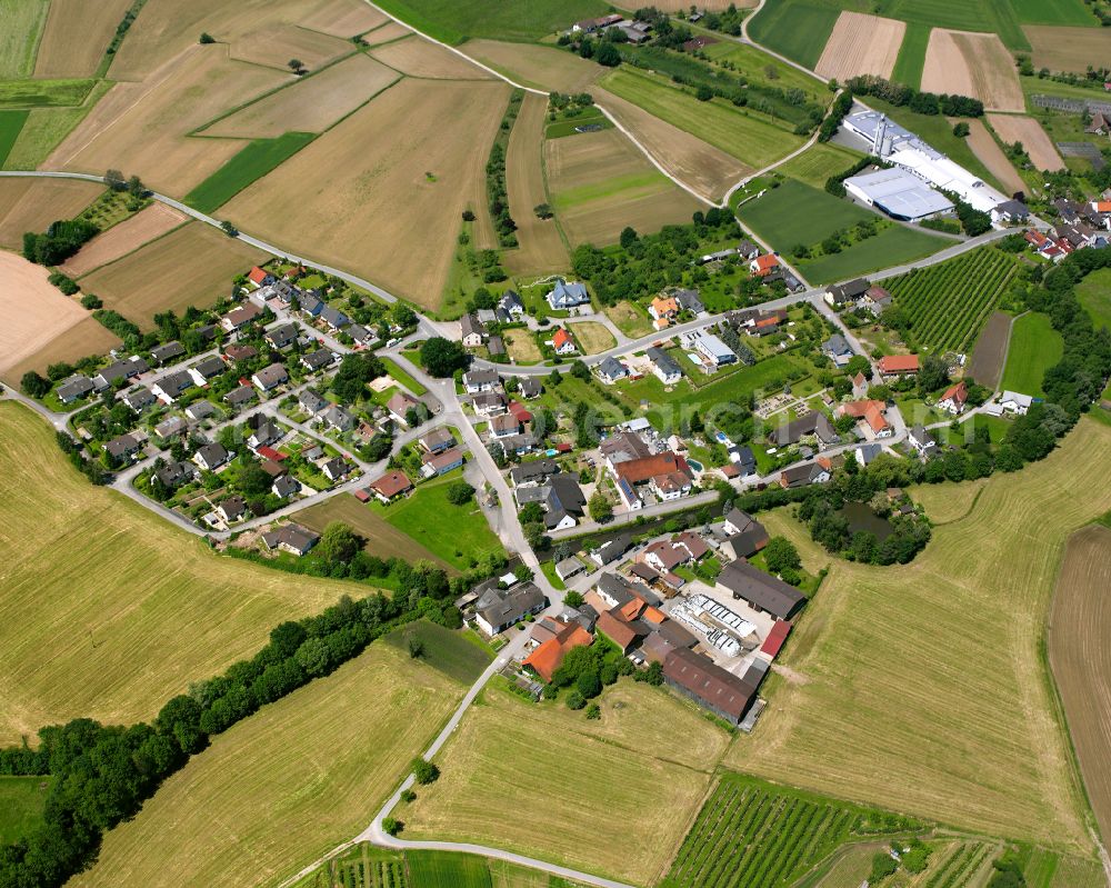 Rheinbischofsheim from above - Single-family residential area of settlement in Rheinbischofsheim in the state Baden-Wuerttemberg, Germany