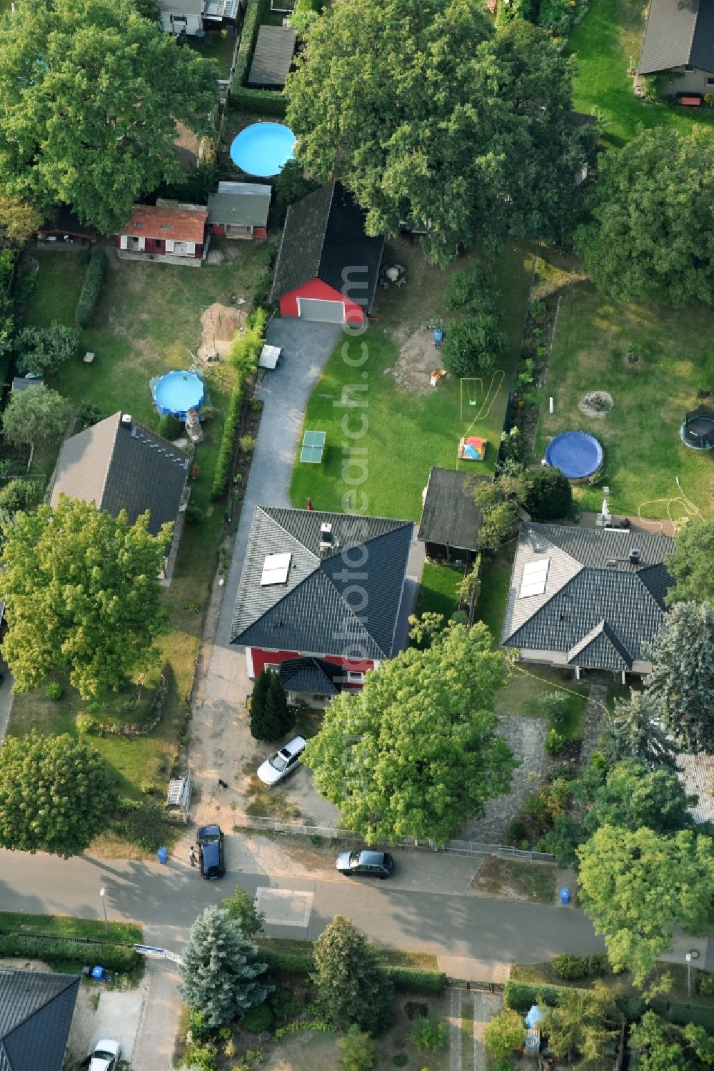 Aerial photograph Fredersdorf-Vogelsdorf - Single-family residential area of settlement Richard-Wagner-Strasse in Fredersdorf-Vogelsdorf in the state Brandenburg