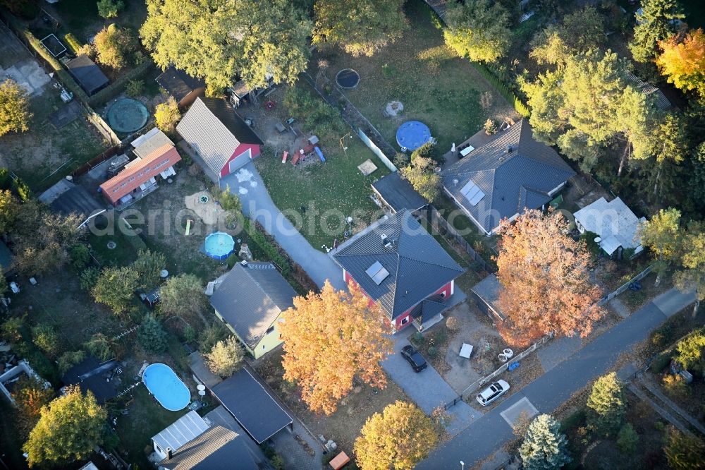 Aerial image Fredersdorf-Vogelsdorf - Single-family residential area of settlement Richard-Wagner-Strasse in Fredersdorf-Vogelsdorf in the state Brandenburg