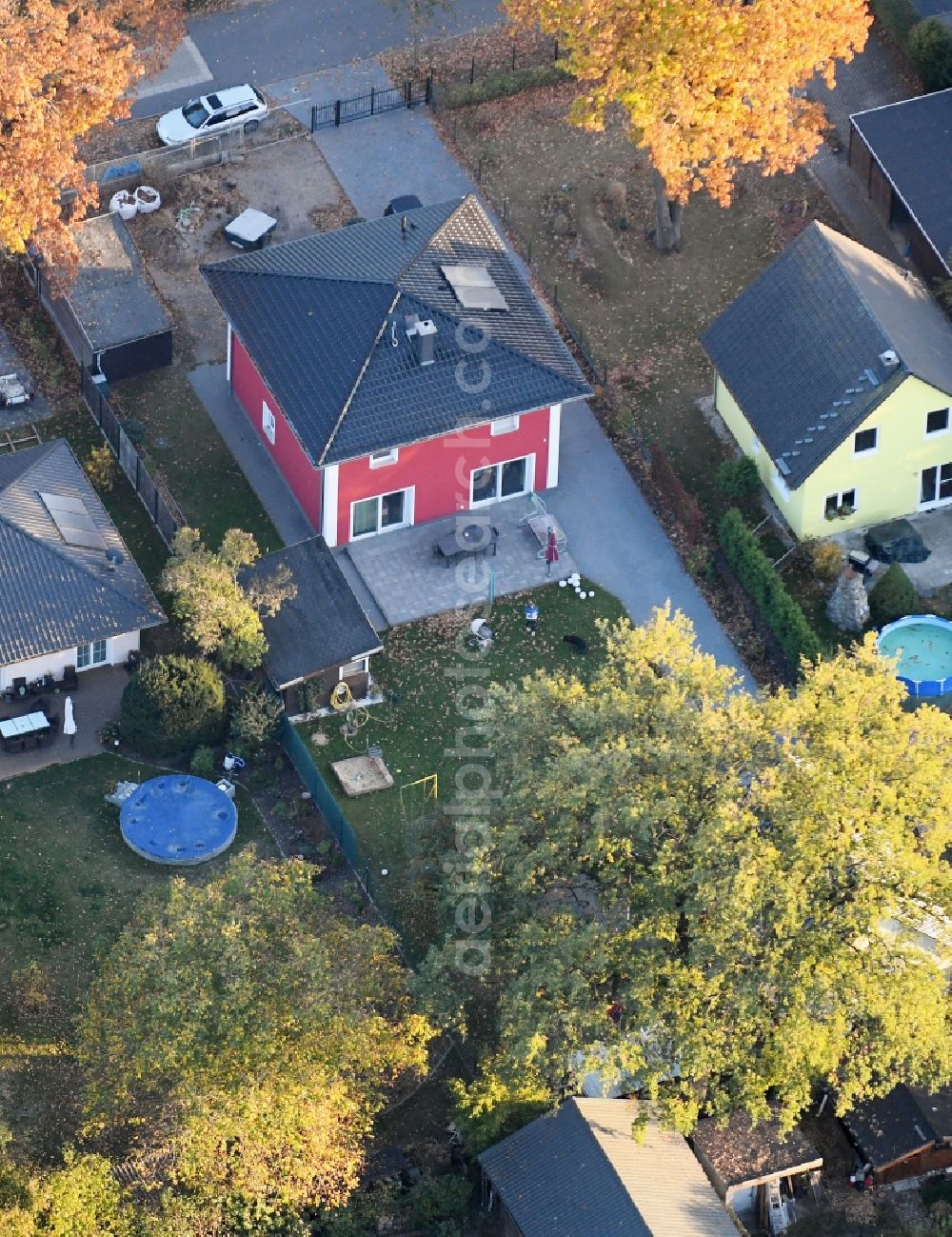 Aerial image Fredersdorf-Vogelsdorf - Single-family residential area of settlement Richard-Wagner-Strasse in Fredersdorf-Vogelsdorf in the state Brandenburg