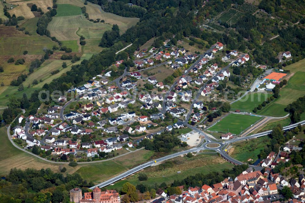 Rieneck from the bird's eye view: Single-family residential area of settlement in Rieneck in the state Bavaria, Germany