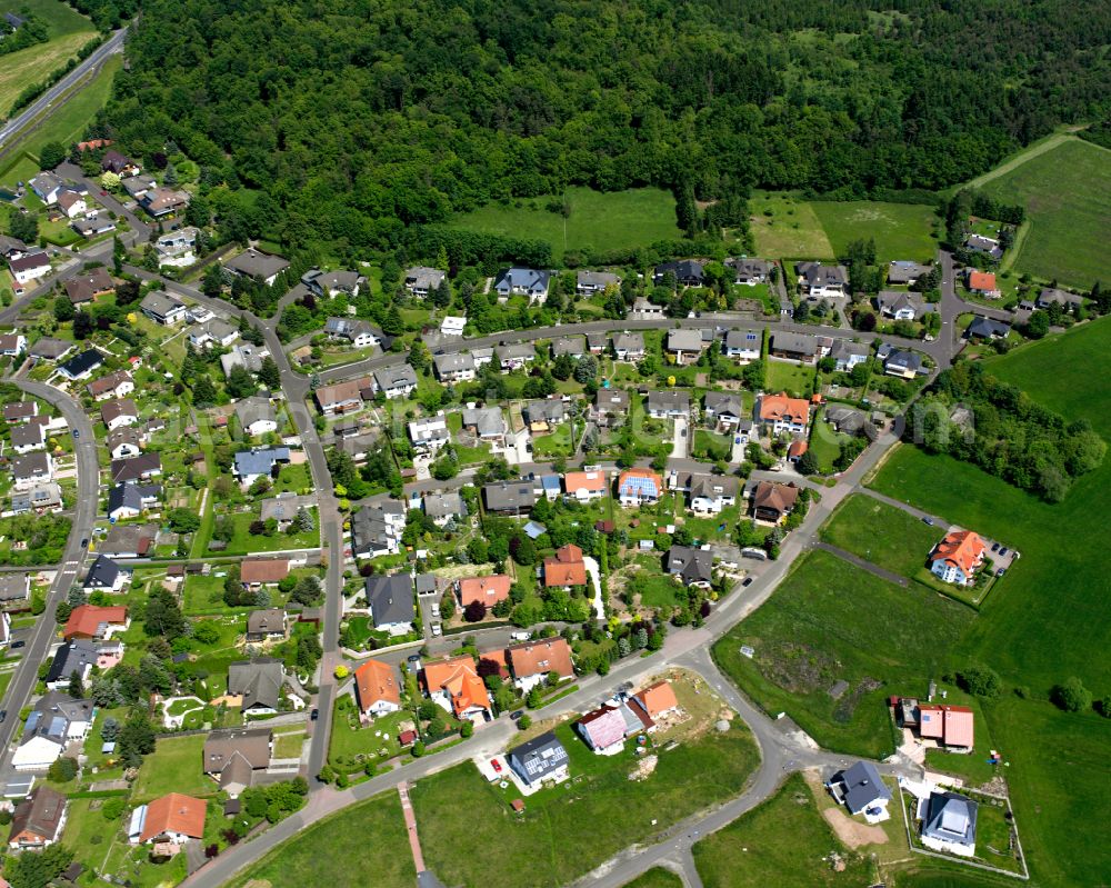 Romrod from above - Single-family residential area of settlement in Romrod in the state Hesse, Germany