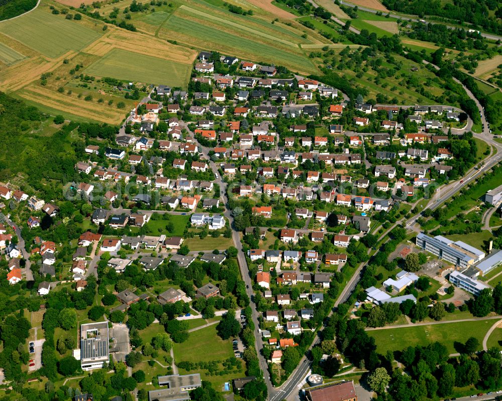 Rottenburg am Neckar from above - Single-family residential area of settlement in Rottenburg am Neckar in the state Baden-Wuerttemberg, Germany