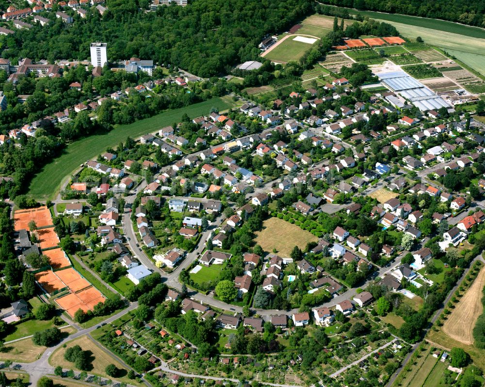 Rüppurr from the bird's eye view: Single-family residential area of settlement in Rüppurr in the state Baden-Wuerttemberg, Germany