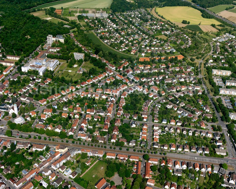 Rüppurr from the bird's eye view: Single-family residential area of settlement in Rüppurr in the state Baden-Wuerttemberg, Germany