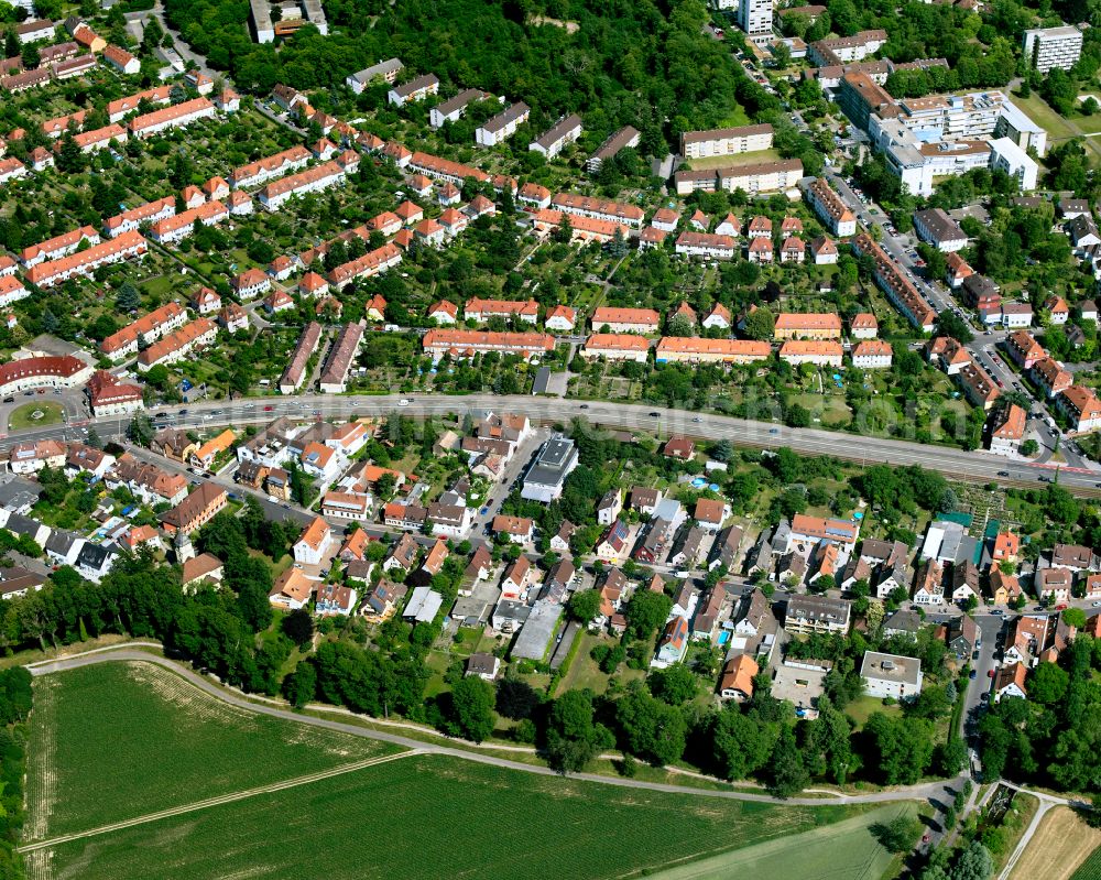 Aerial image Rüppurr - Single-family residential area of settlement in Rüppurr in the state Baden-Wuerttemberg, Germany