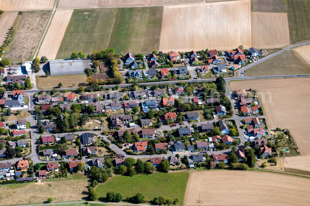 Röttbach from above - Single-family residential area of settlement in Röttbach in the state Bavaria, Germany