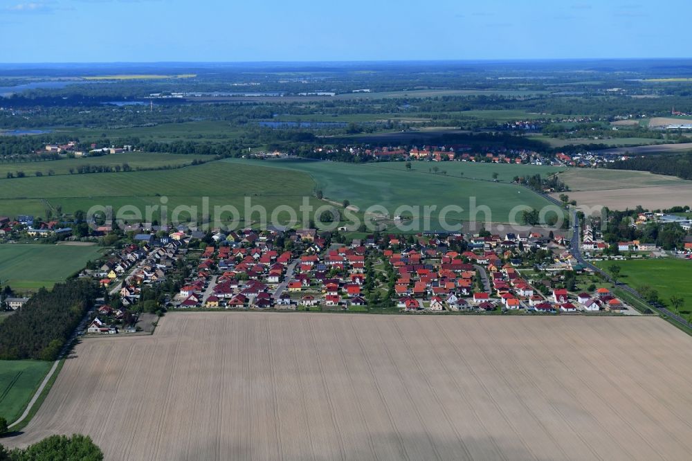 Brandenburg an der Havel from the bird's eye view: Single-family residential area of settlement on Schmerzker Ring in Brandenburg an der Havel in the state Brandenburg, Germany