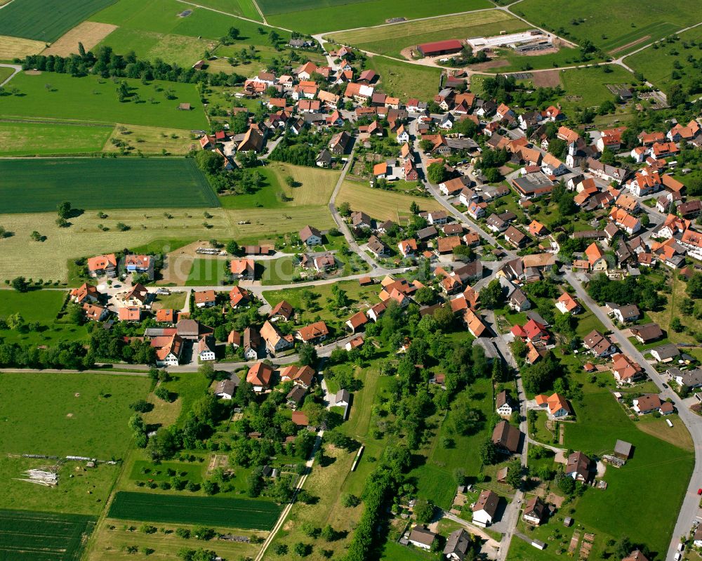 Schönbronn from the bird's eye view: Single-family residential area of settlement in Schönbronn in the state Baden-Wuerttemberg, Germany