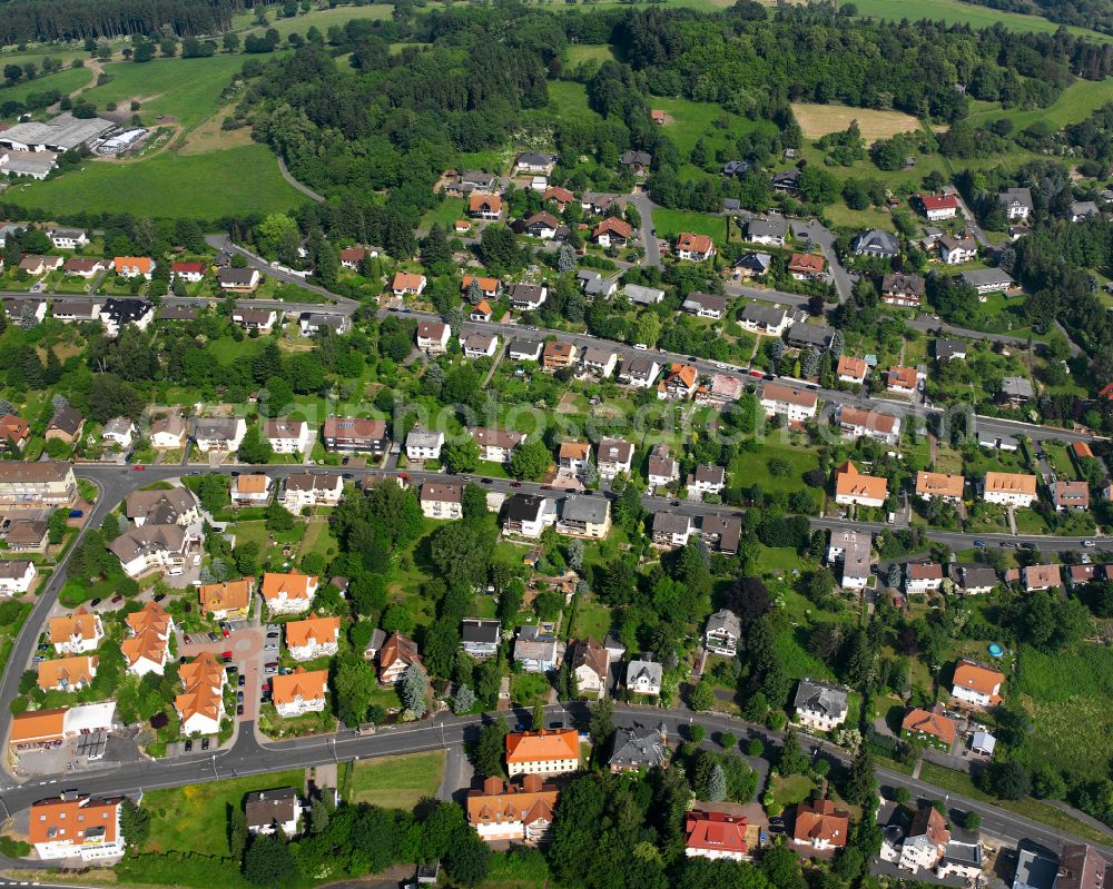 Schotten from above - Single-family residential area of settlement in Schotten in the state Hesse, Germany