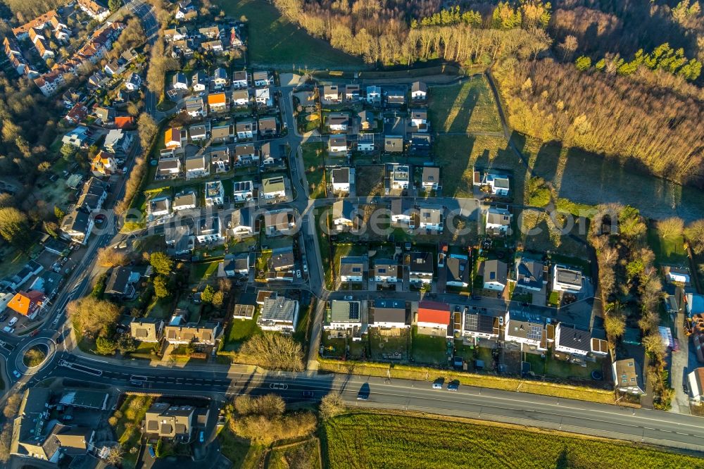 Aerial image Schwelm - Residential area of a single-family home development area between Frankfurter Strasse and Winterberger Strasse am Wald in Schwelm in the state of North Rhine-Westphalia