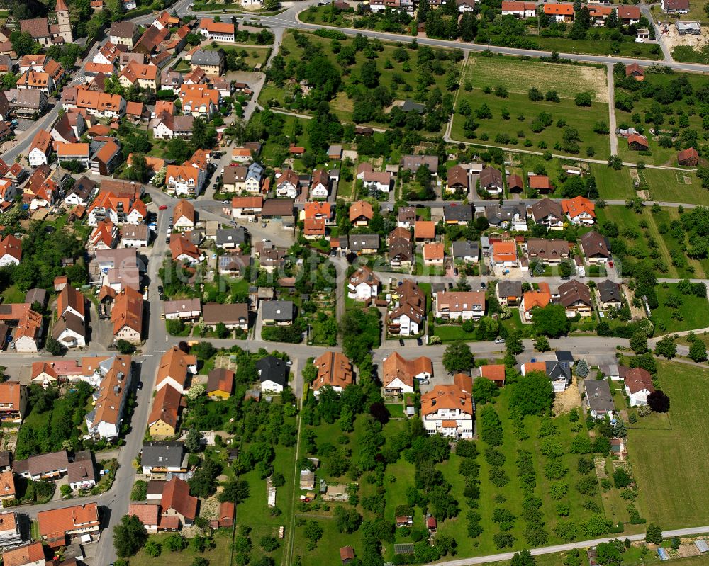 Aerial image Simmozheim - Single-family residential area of settlement in Simmozheim in the state Baden-Wuerttemberg, Germany