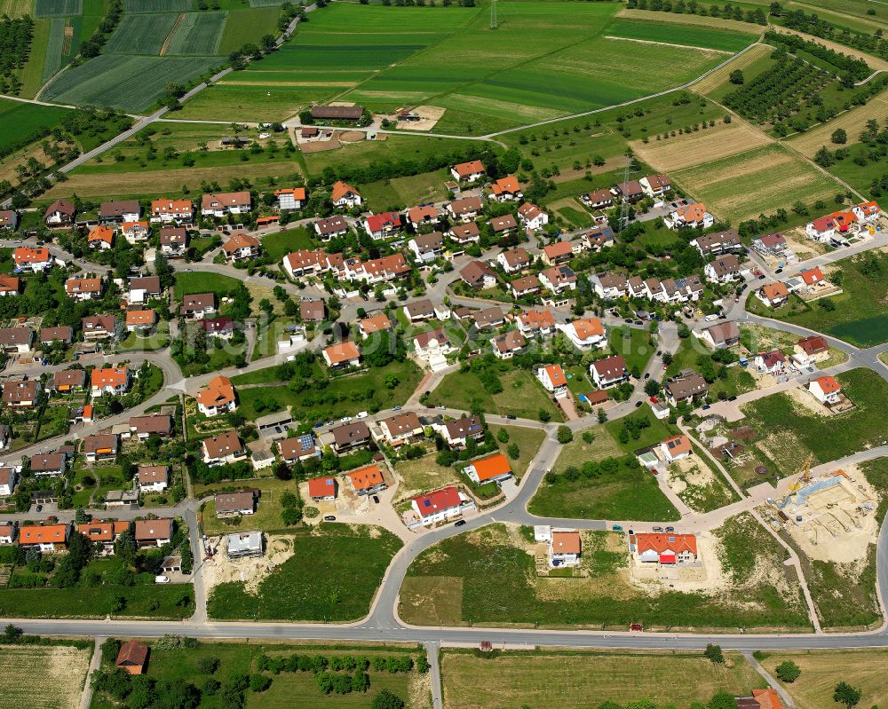 Simmozheim from above - Single-family residential area of settlement in Simmozheim in the state Baden-Wuerttemberg, Germany