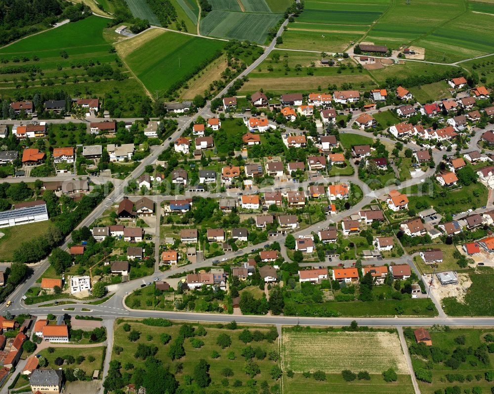 Simmozheim from the bird's eye view: Single-family residential area of settlement in Simmozheim in the state Baden-Wuerttemberg, Germany