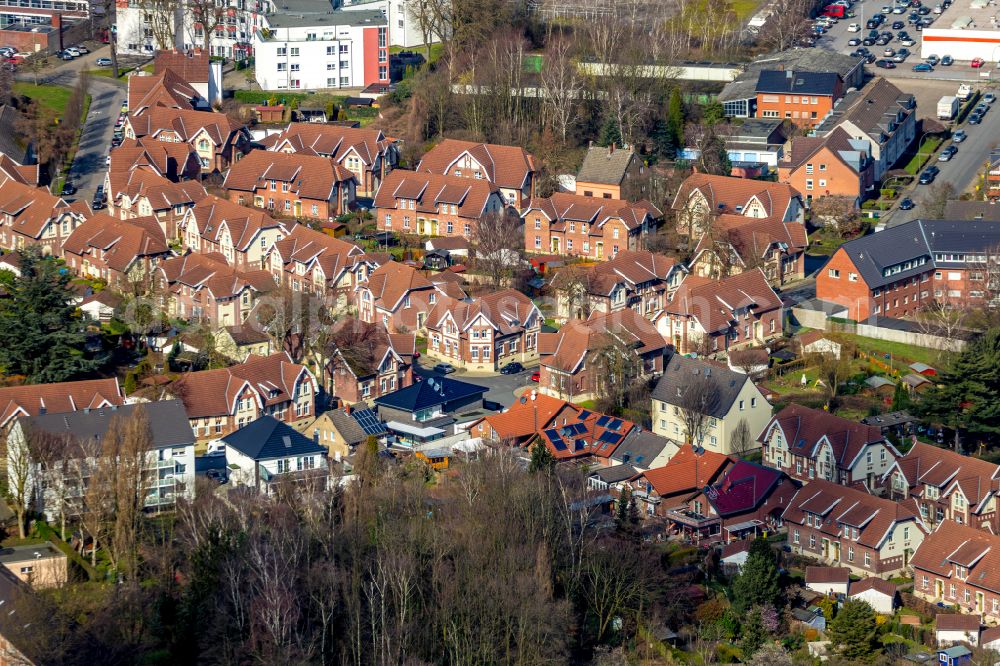 Stadtmitte from the bird's eye view: Residential area of single-family settlement in Stadtmitte in the state North Rhine-Westphalia, Germany